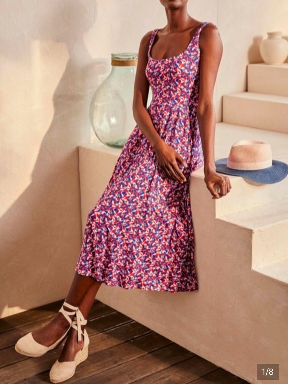 Boden Petronella Flamingo Print Jersey Dress Size 6 Long